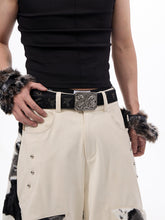 Character Horsehair Carving Double Dragon Metal Buckle Belt